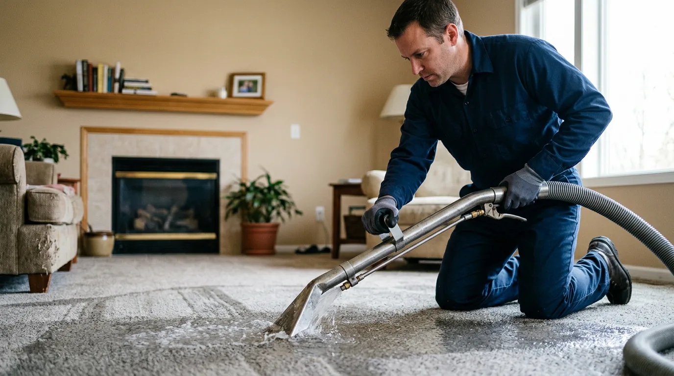 Water damage restoration technician working near Southington, OH